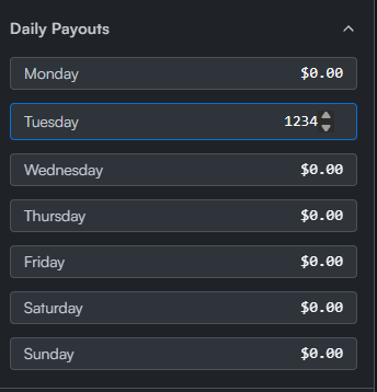 Edit daily payout