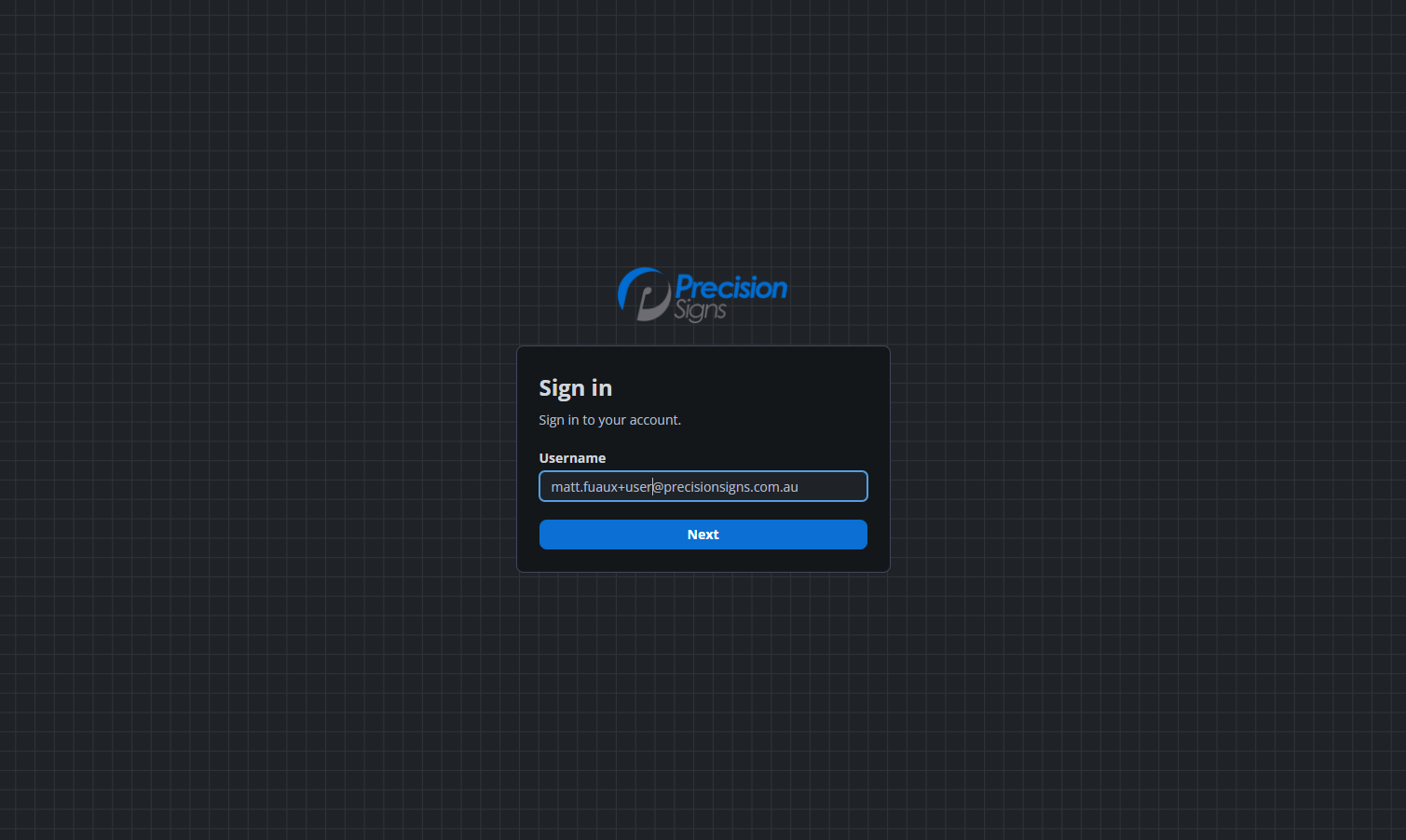 Login page